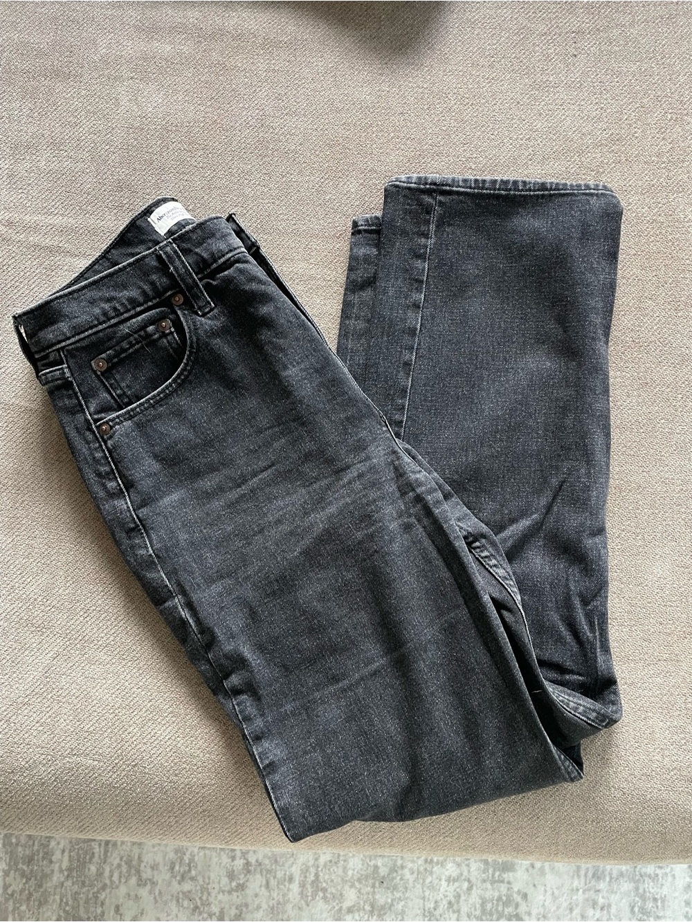 Abercrombie & Fitch Charcoal Black Straight-Leg High Rise Jeans